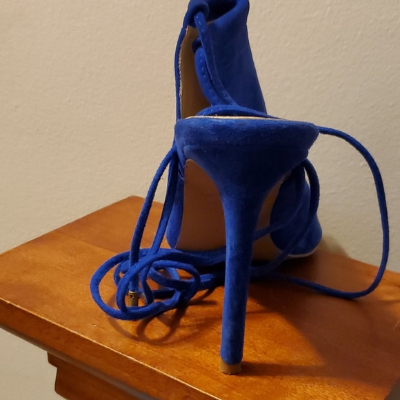 🥂🎉HP🎉🥂Steve Madden Blue Suede Lace Up Sandal - Picture 6 of 9